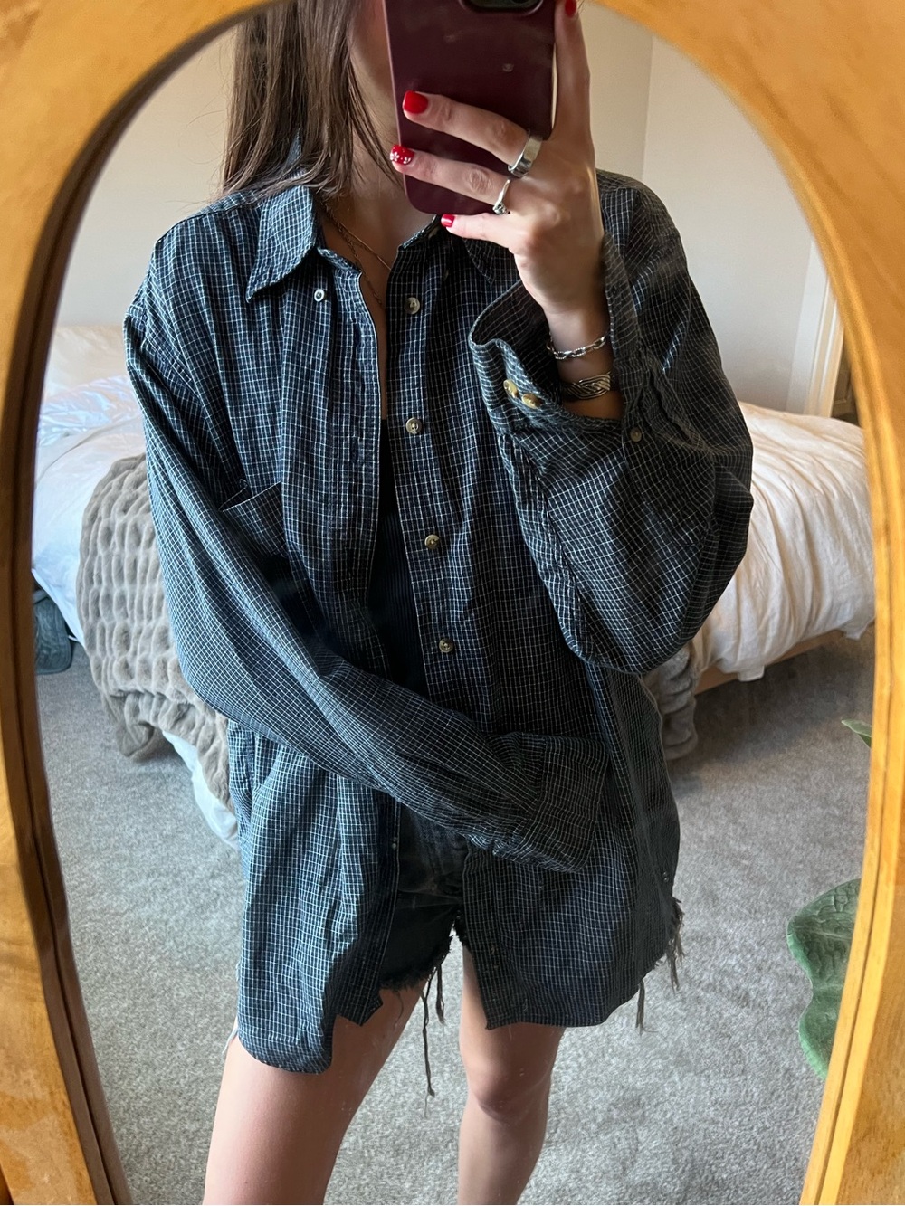 Roundtree & Yorke Black Checkered Jean Shorts